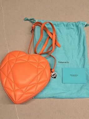 Tiffany & Co. Orange Quilted Heart Crossbody with Charm